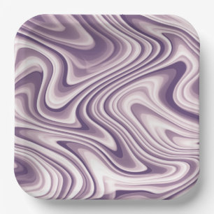 Abstract Purple Liquid Marble Paper Plate
