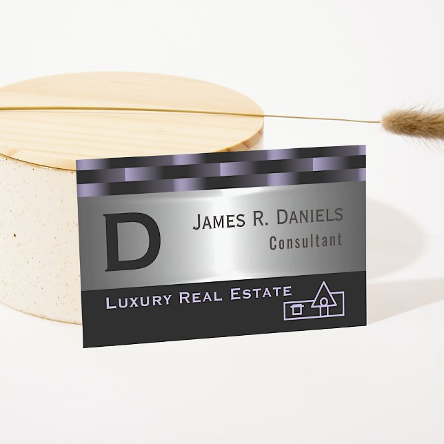 Abstract Purple Luxury Silver Metallic Art Pattern Business Card (Creator Uploaded)