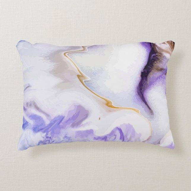 Abstract purple marble decorative cushion (Front)