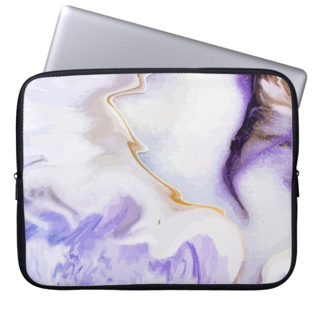 Abstract purple marble laptop sleeve (Front)