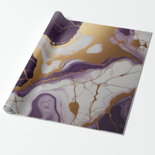 Abstract Purple marble texture with gold accents Wrapping Paper