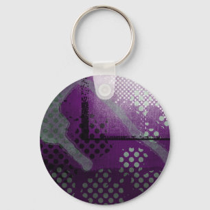 Abstract Purple Metallic Grunge Key Chain