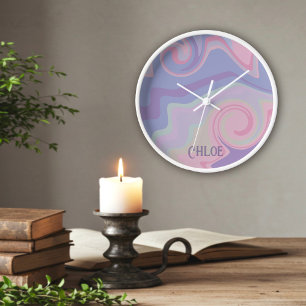 Abstract Purple Modern Personalised Inspirivity Clock