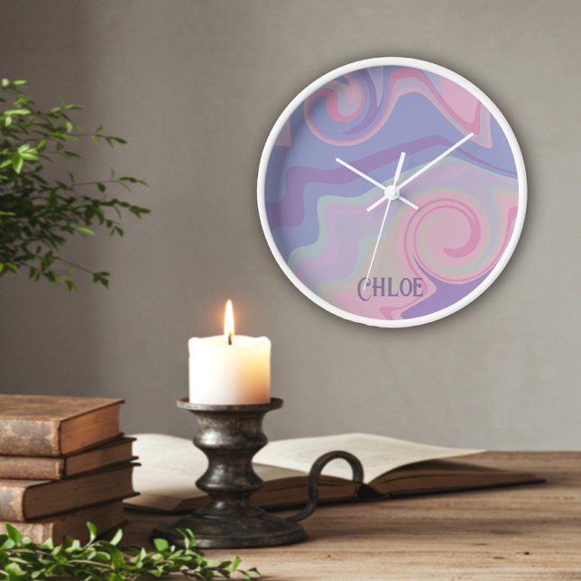 Abstract Purple Modern Personalised Inspirivity Clock (Creator Uploaded)