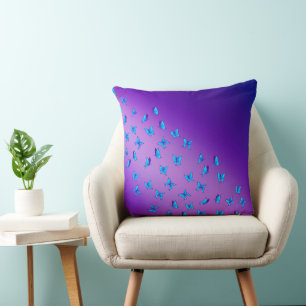 Abstract Purple Moonbeams and Butterflies  Cushion