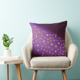 Abstract purple moonlight autumn leaves roses cushion