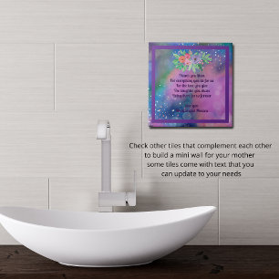 Abstract Purple Mum Custom Note Ceramic Tile