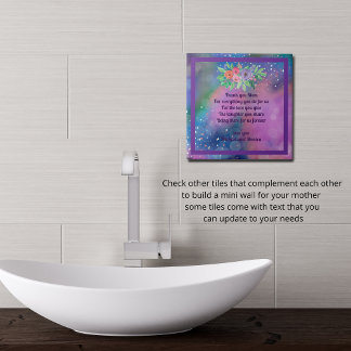 Abstract Purple Mum Custom Note Ceramic Tile