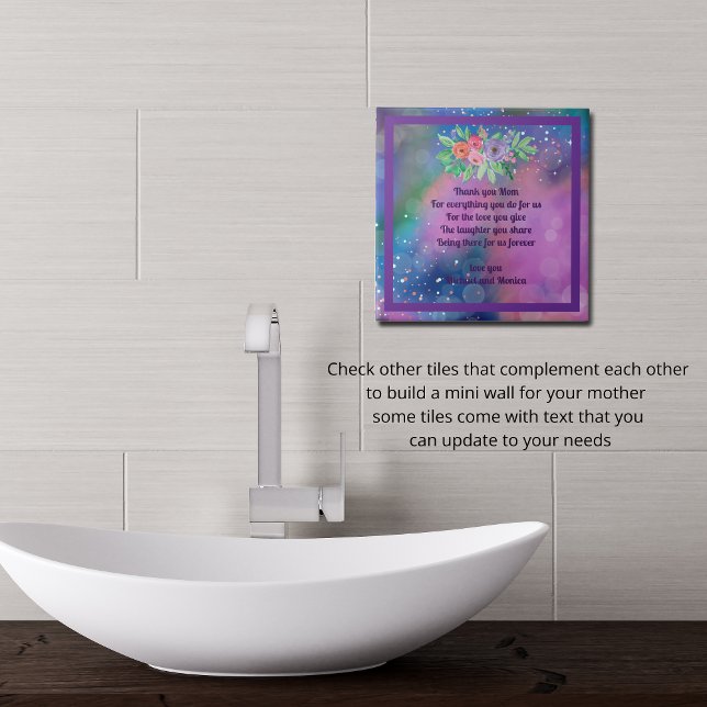  Abstract Purple  Mum Custom Note Ceramic Tile (Creator Uploaded)
