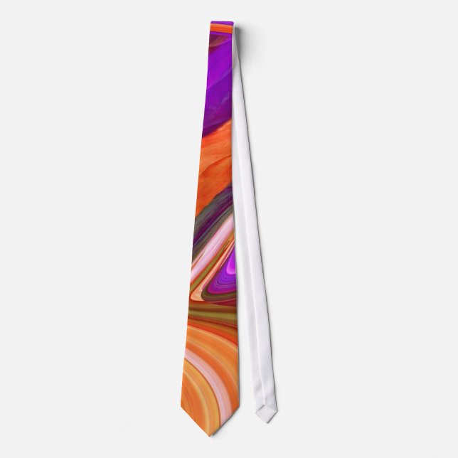 Abstract Purple N Orange Swirls Tie (Front)