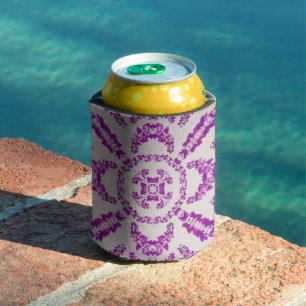 Abstract Purple Orchid Flower Design Pattern Art Can Cooler