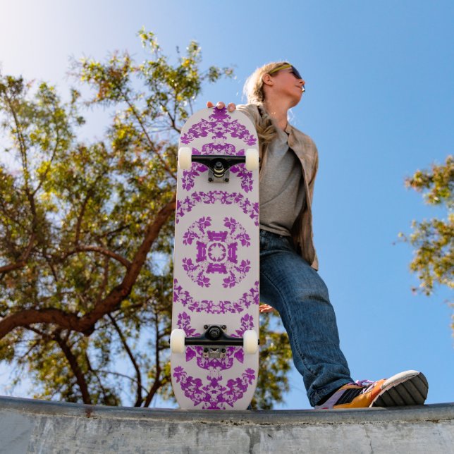 Abstract Purple Orchid Flower Design Pattern Art Skateboard (Outdoor 1)