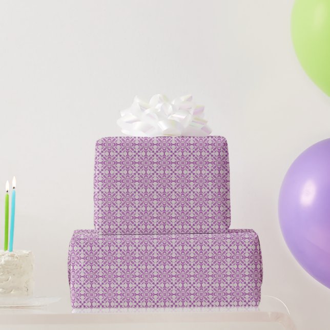 Abstract Purple Orchid Flower Design Pattern Art Wrapping Paper (Party Gifts)