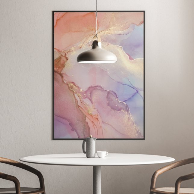 Abstract Purple Peach Gold Alcohol Ink Poster (Creator Uploaded)