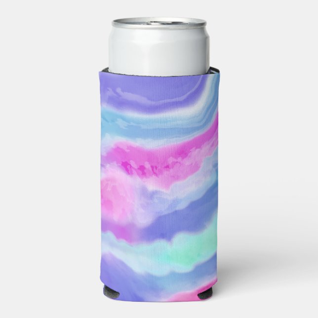 Abstract Purple Pink and Aqua Can or Bottle Cooler (Seltzer Front)