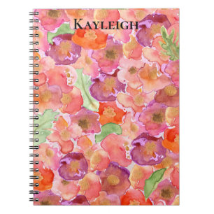  Abstract Purple Pink Flowers Notebook