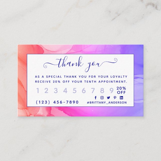 Abstract Purple Pink Personalised Loyalty Card (Front)