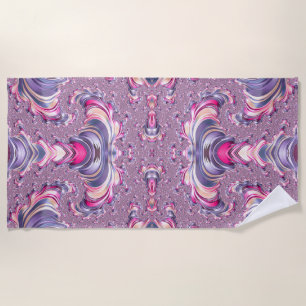 Abstract Purple Pink Spiral Fractal Symmetry Beach Towel
