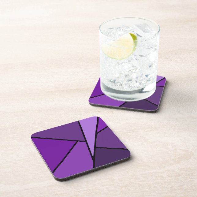 Abstract Purple Polygons Coaster (Right Side)