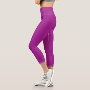 Abstract purple Solid Plain Color Capri Leggings