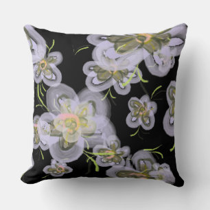 Abstract Purple Spring Flowers (black) Cushion