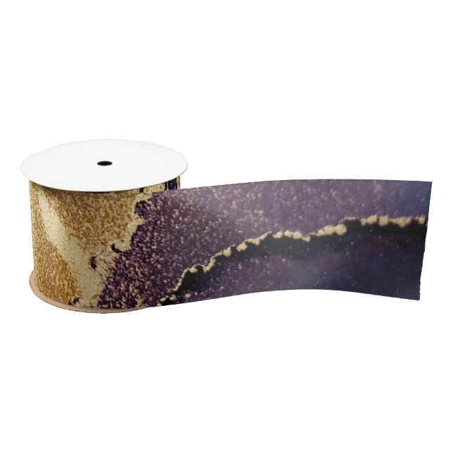 Abstract Purple Tan Gold  Satin Ribbon (Spool)