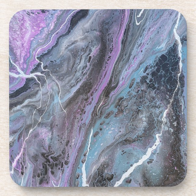 Abstract Purple & Teal Flow Coaster (Front)