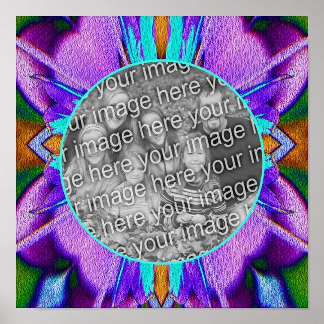 Abstract Purple Turquoise Frame Cre Your Own Photo Poster (Front)
