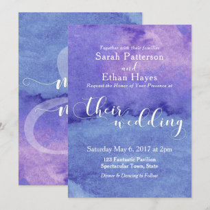 Abstract Purple Wash Typography "Their Wedding" Invitation