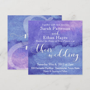 Abstract Purple Watercolor Paint & Mandala Wedding Invitation