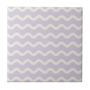 Abstract Purple Wavy Stripe Minimalist Home Accent Ceramic Tile