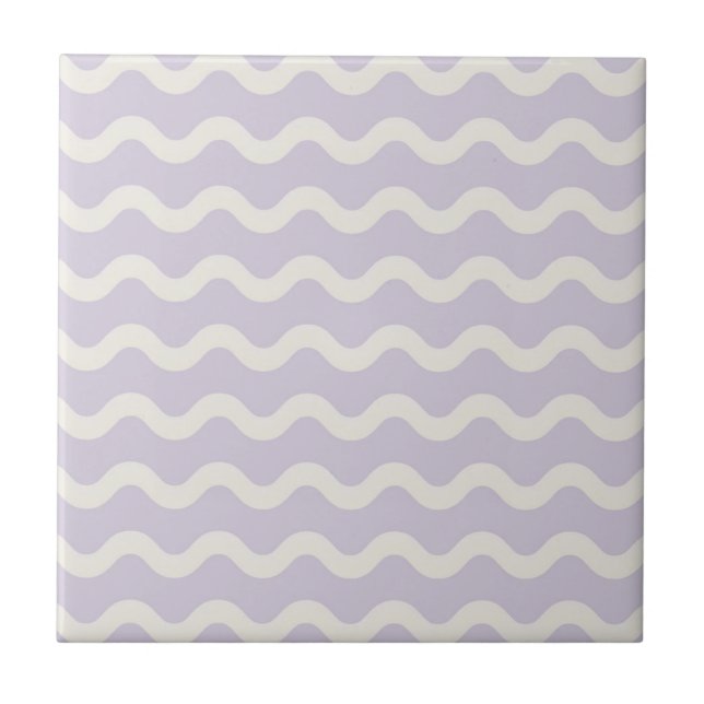 Abstract Purple Wavy Stripe Minimalist Home Accent Ceramic Tile (Front)