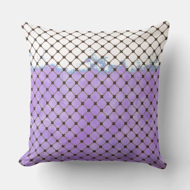 Abstract Purple, White, Bronze Pattern Cushion (Front)