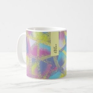Abstract purple yellow blue Monogram Coffee Mug