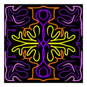 Abstract purple, yellow, orange and pink design poster