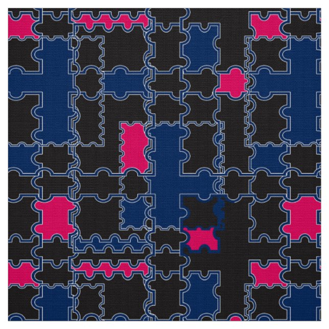 Abstract puzzles pieces elements patchwork geometr fabric (Swatch)