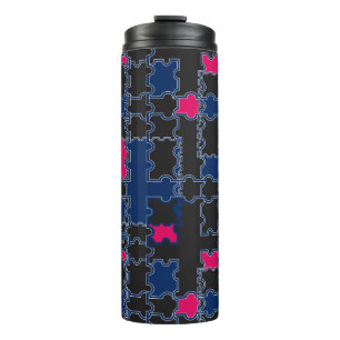 Abstract puzzles pieces elements patchwork geometr thermal tumbler