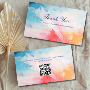 Abstract QR code Business Thank you cards