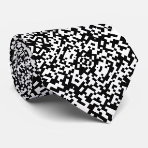 Abstract QR Code Modern Black And White Pattern Tie