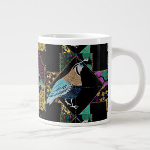 Abstract Quilt Quail Coffee Cup