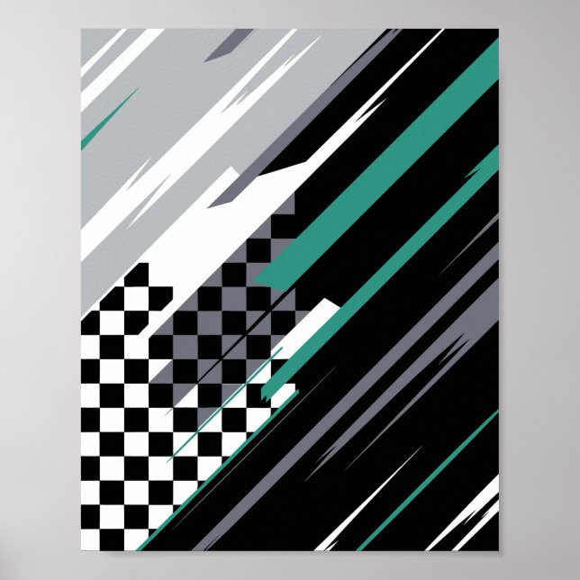 Abstract Racing Background with Diagonal Streaks Poster (Front)