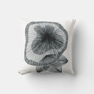 Abstract Radial Line Art Flower Throw Pillow