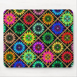 Abstract Radiant Flowers with Surreal Blooms Mouse Pad