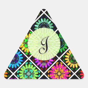 Abstract Radiant Flowers with Surreal Blooms Triangle Sticker