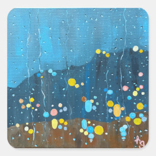 Abstract Rain Painting Square Sticker