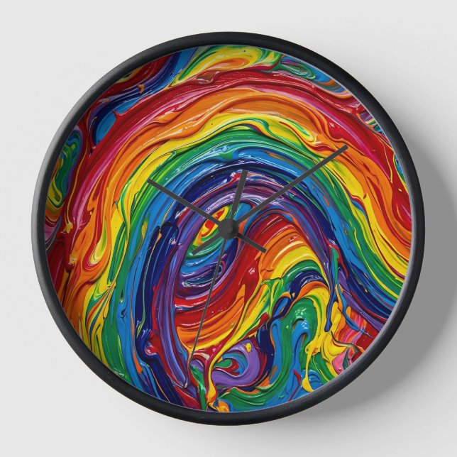 Abstract Rainbow Arc Bridge Multicolor Art Clocks (Front)