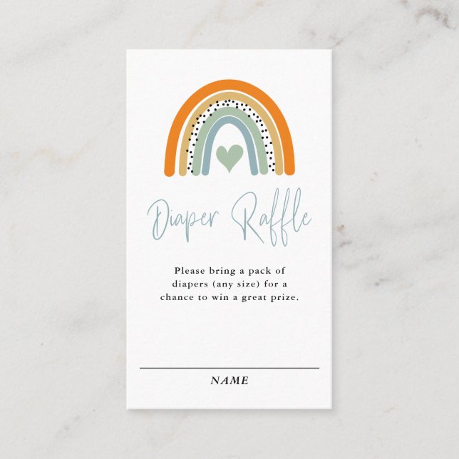 Abstract Rainbow Baby Boy Diaper Raffle Business Card (Front)