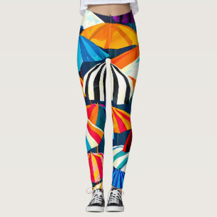 Abstract Rainbow Beach Umbrella Leggings