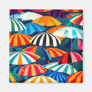 Abstract Rainbow Beach Umbrella Magnet