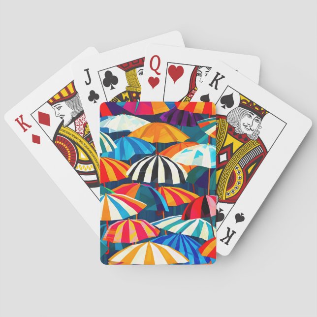 Abstract Rainbow Beach Umbrella Playing Cards (Back)